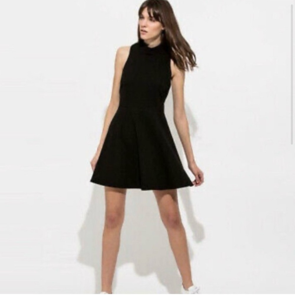 Kit + Ace Navy Monaco Skater Dress 6 Fit and Flare Racer Back Mock Turtleneck